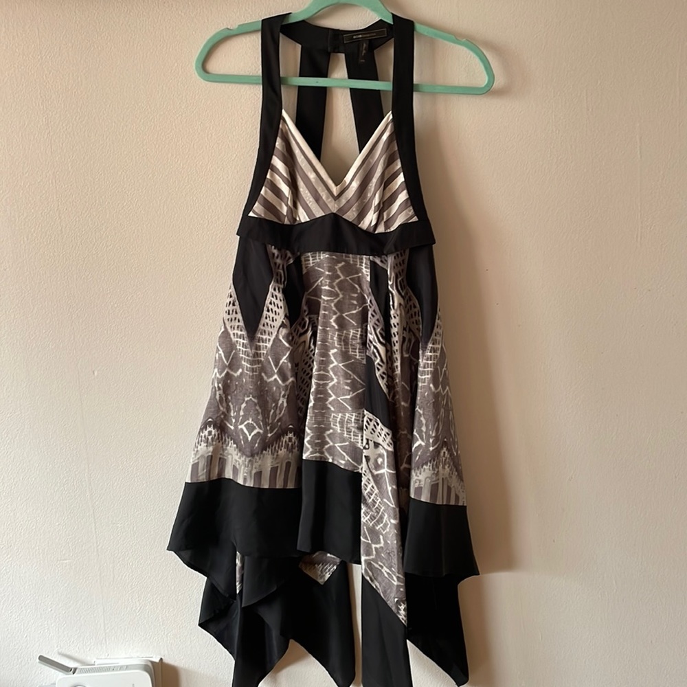 BCBG Max Azria Mulit Grey Silk Dress XXS